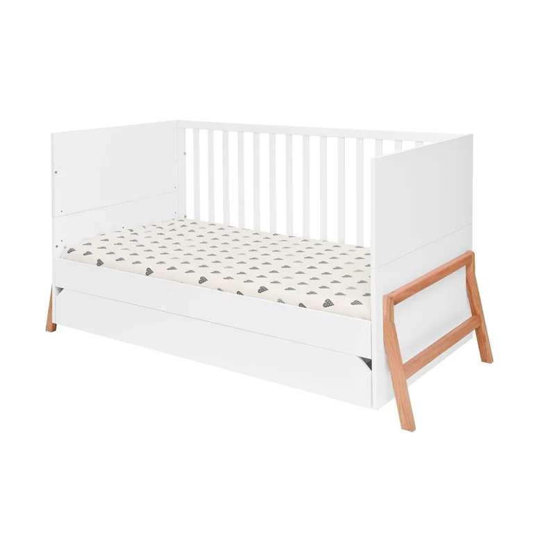 Lit évolutif 70x140 et commode 3 tiroirs Bellamy Lotta Blanc