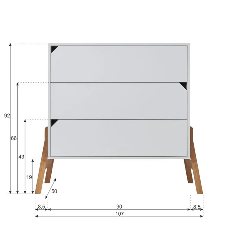 Lit évolutif 70x140 et commode 3 tiroirs Bellamy Lotta Blanc
