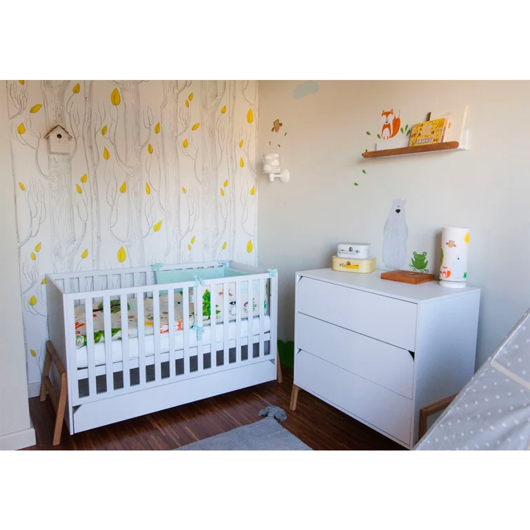 Lit évolutif 70x140 et commode 3 tiroirs Bellamy Lotta Blanc