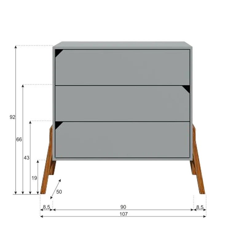 Commode 3 tiroirs Bellamy Lotta Gris