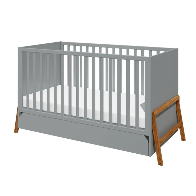Lit évolutif 70x140 et commode 3 tiroirs Bellamy Lotta Gris