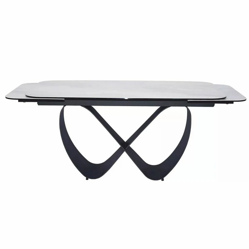Casa Padrino Luxus Esstisch Matt Weiß / Matt Schwarz 160-240 cm - Ausziehbar