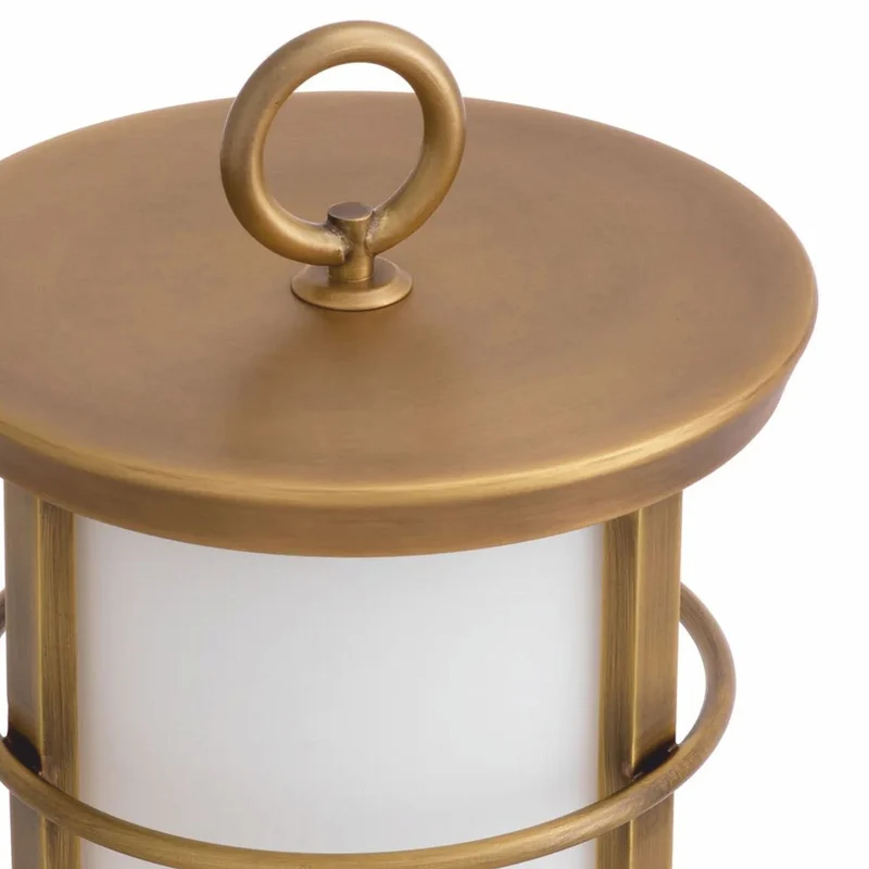 Casa Padrino Luxus LED Außentischleuchte Antik Messing / Weiß Ø 17,5 x H. 31 cm