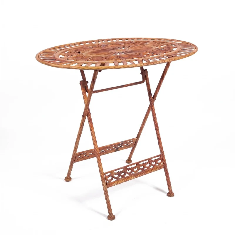 Casa Padrino Jugendstil Gartentisch Rost 70 x 54 x H. 74 cm - Klappbarer Garten Esstisch