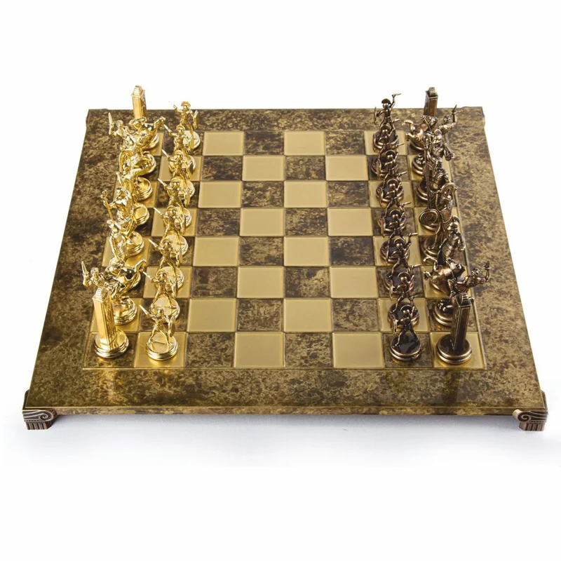 Casa Padrino Luxus Schach Set Gold / Braun / Bronze 54 x 54 cm - Griechisches Schachspiel
