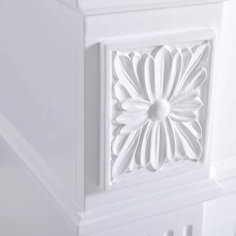 Casa Padrino Barock LED Elektrokamin Weiß 106,6 x 37 x H. 92,5 cm - Barock Möbel
