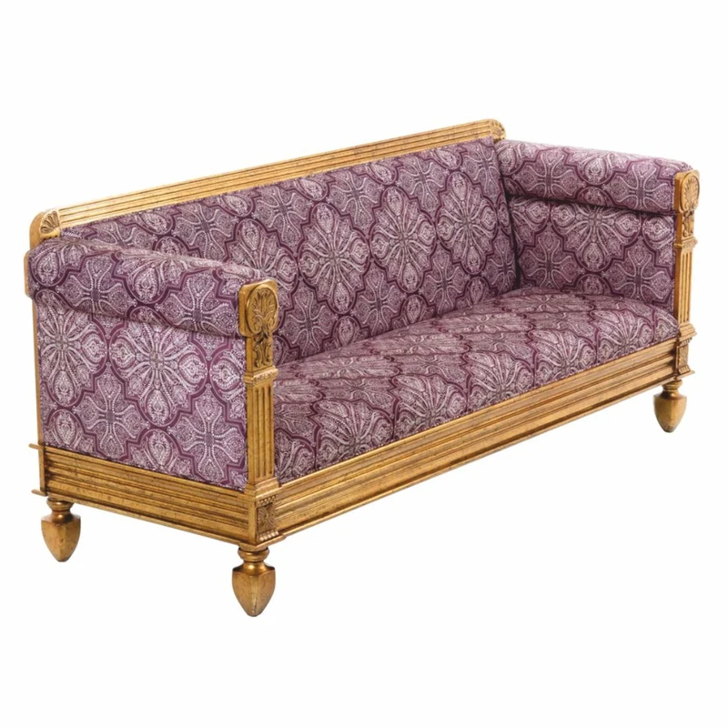 Casa Padrino Luxus Barock Sofa Lila / Antik Gold 231 cm - Barock Wohnzimmer Möbel