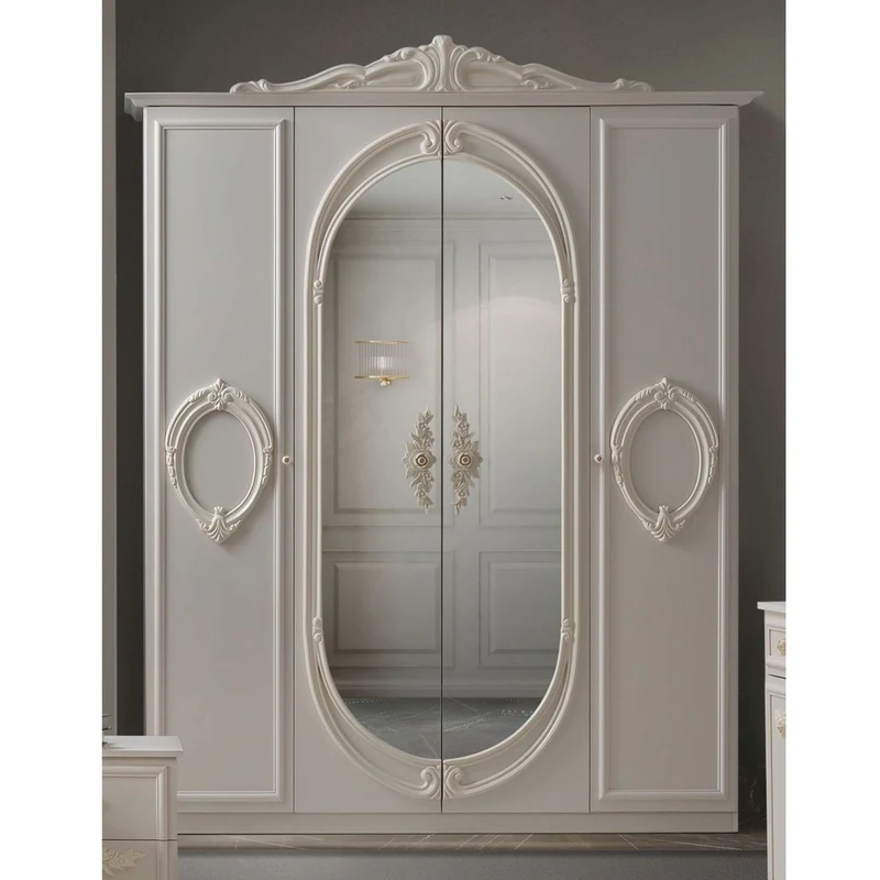 Casa Padrino Luxus Barock Schlafzimmer Schrank Creme 178,6 cm - Barock Schlafzimmer Möbel
