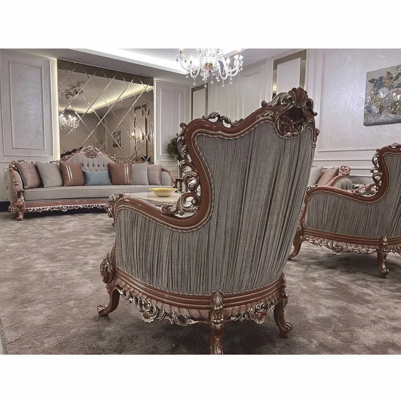 Casa Padrino Luxus Barock Wohnzimmer Sofa Grau / Braun / Silber 295 cm - Barock Möbel