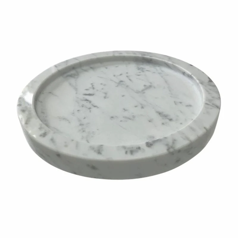 Casa Padrino Luxus Marmor Serviertablett Weiß Ø 24,5 cm - Gastronomie Accessoires