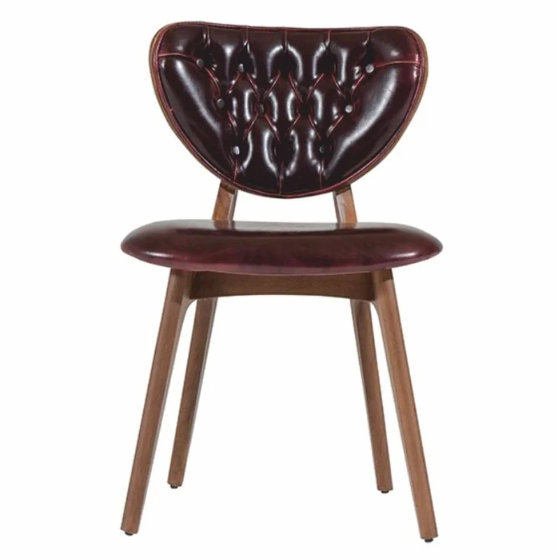 Casa Padrino Luxus Leder Esszimmer Stuhl Dunkelweinrot / Braun - Echtleder Esszimmer Möbel