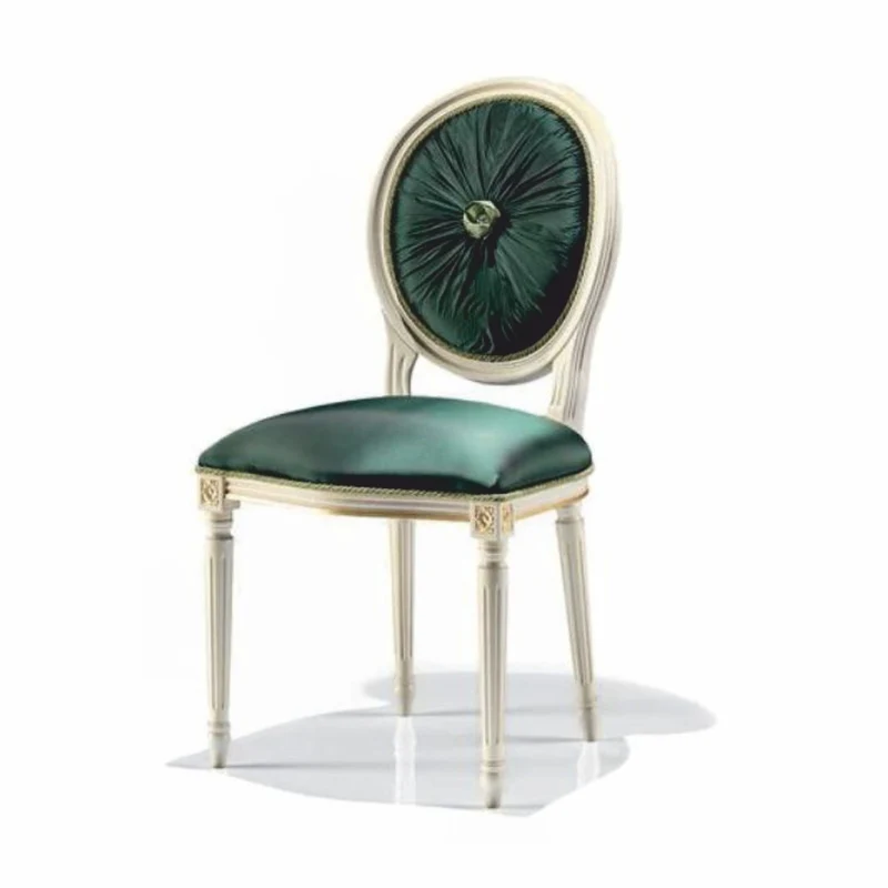Casa Padrino Luxus Barock Esszimmer Stuhl Grün / Weiß / Gold - Made in Italy