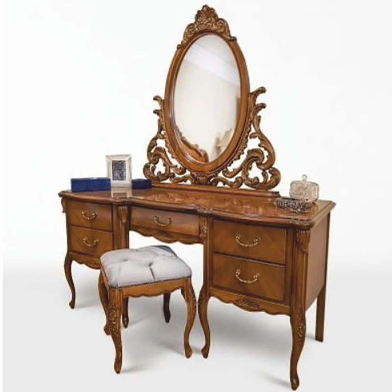 Casa Padrino Luxus Barock Schminktisch Set Braun / Grau - Barock Schlafzimmer Möbel