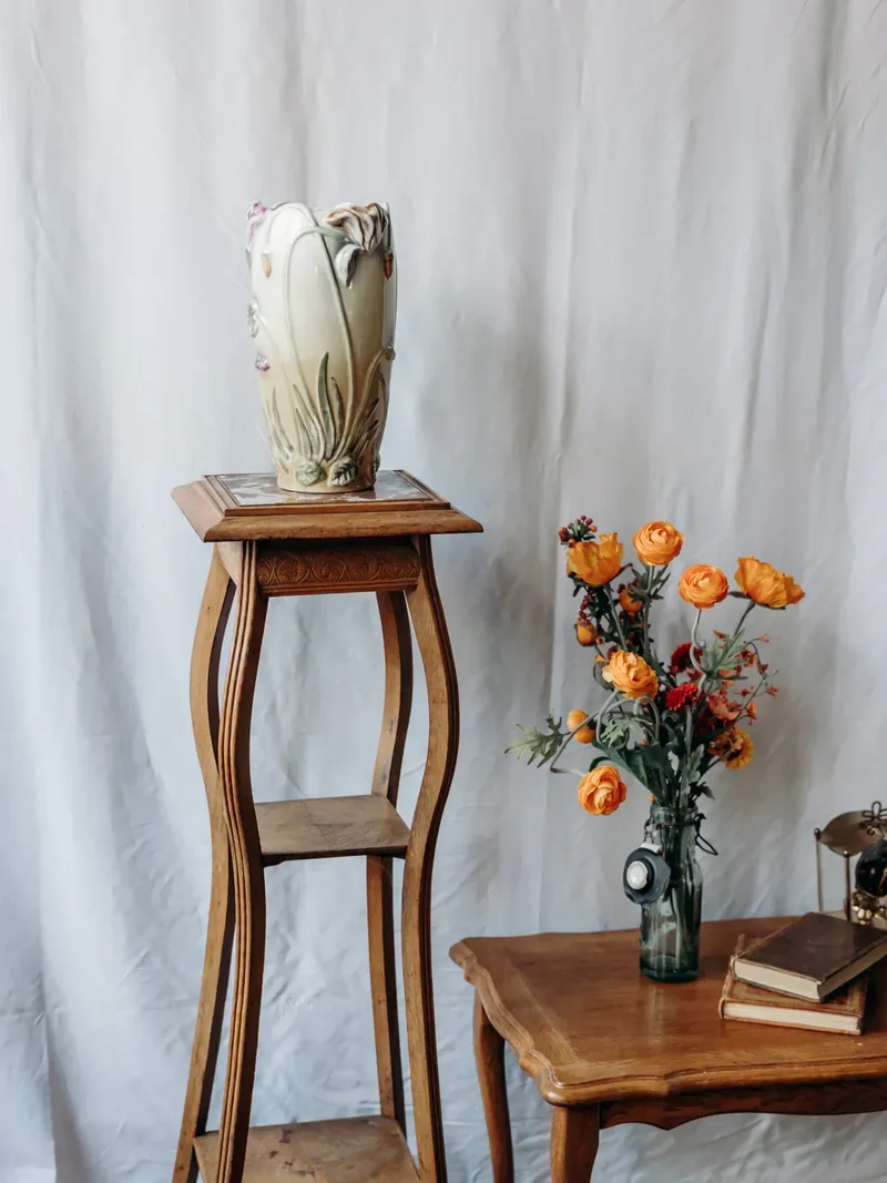 Francine, la grande sellette en bois et marbre N°532