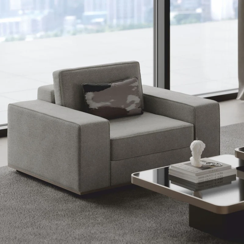 Casa Padrino Luxus Sessel Grau 115 cm - Wohnzimmer & Hotel Möbel