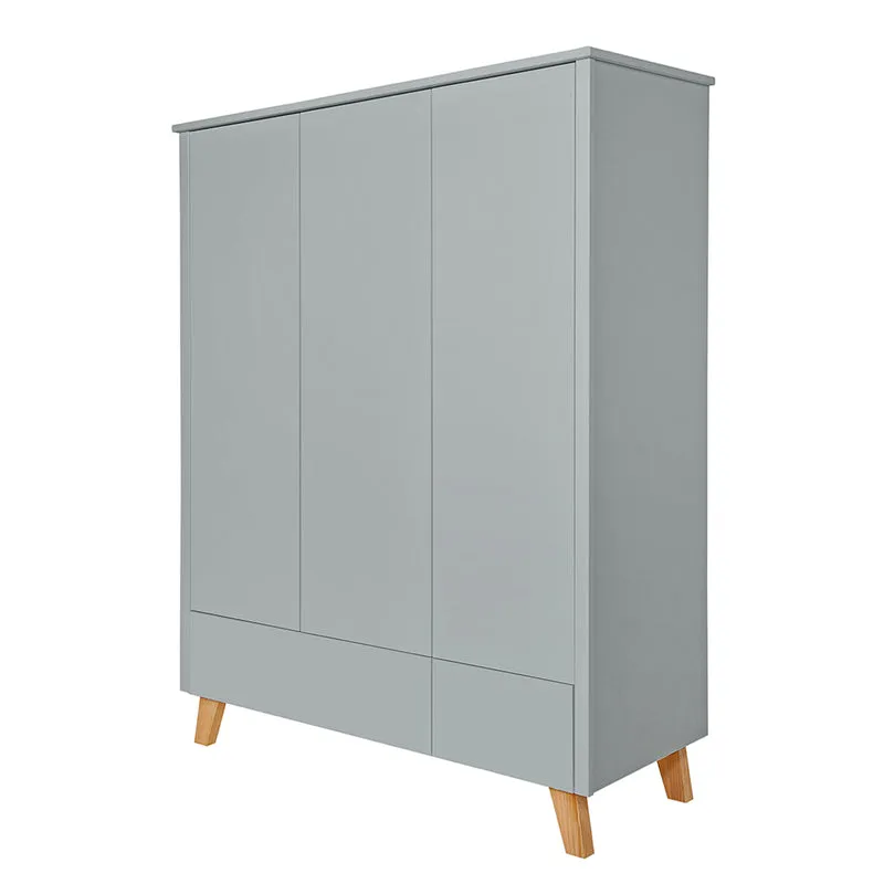 Armoire 3 portes 2 tiroirs Novelies Zara Gris