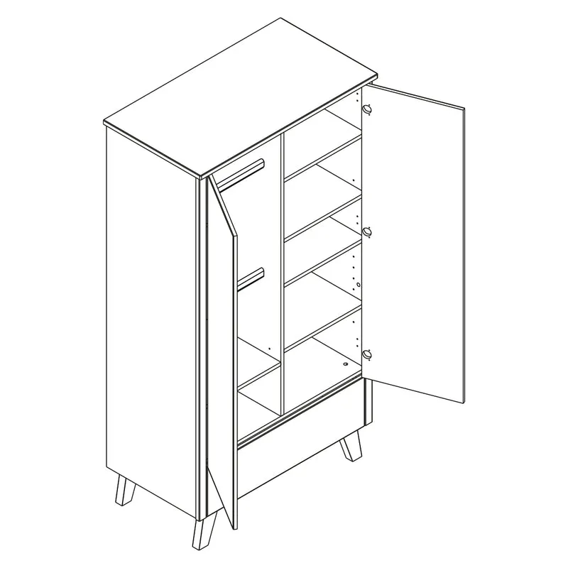 Commode 3 tiroirs et armoire 2 portes Novelies Zara Gris