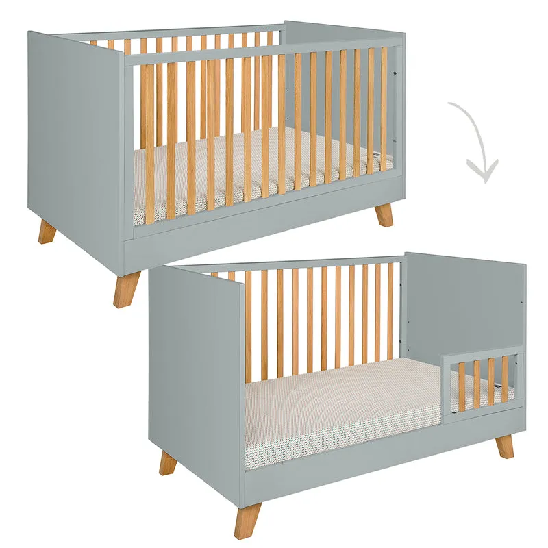 Lit évolutif 70x140 et commode 3 tiroirs Novelies Zara Gris
