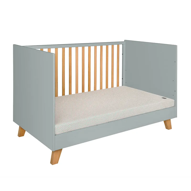 Lit évolutif 70x140 et commode 3 tiroirs Novelies Zara Gris