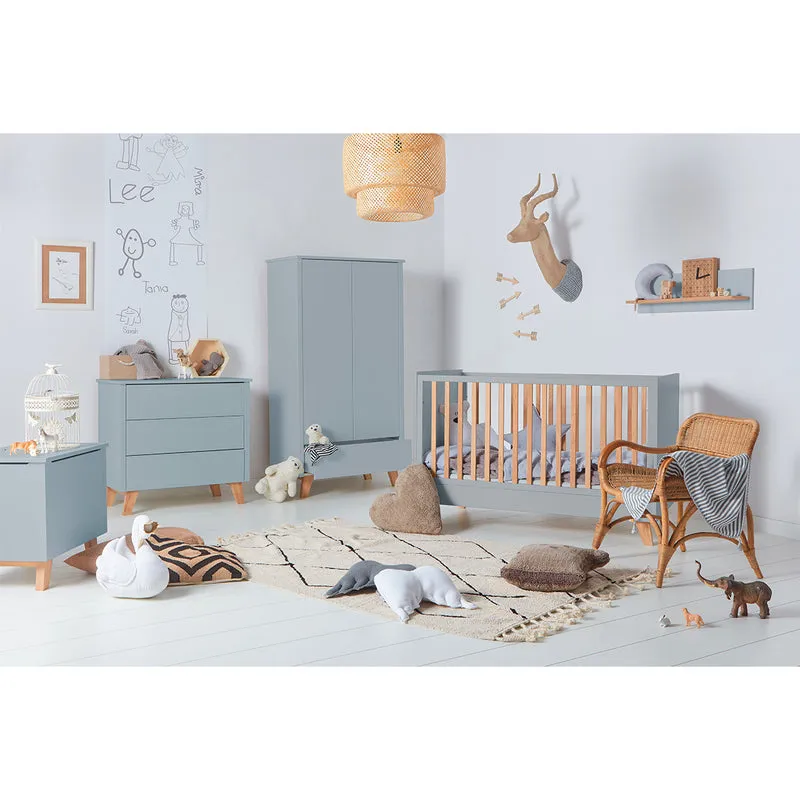 Lit évolutif 70x140 et commode 3 tiroirs Novelies Zara Gris