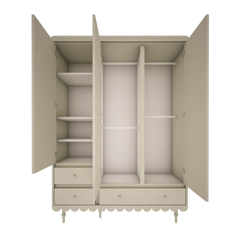 Armoire 3 portes 3 tiroirs Wood Luck Babushka Olive