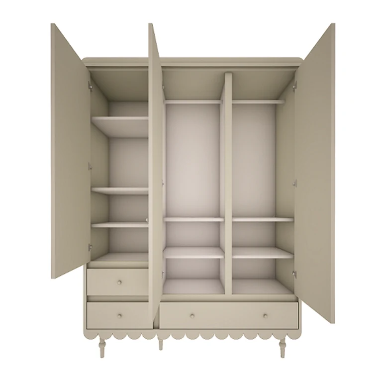 Armoire 3 portes 3 tiroirs Wood Luck Babushka Olive