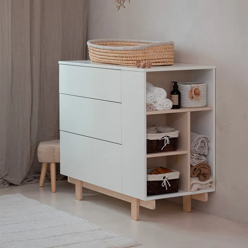 Commode 3 tiroirs et armoire 2 portes Wood Luck Romy - Blanc