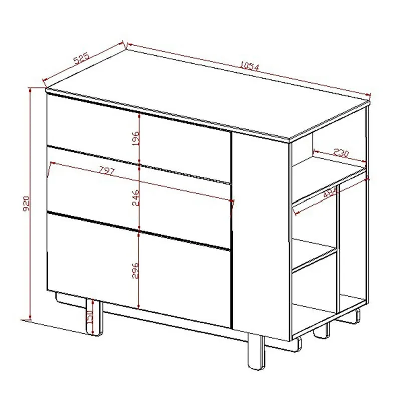 Commode 3 tiroirs Wood Luck Romy - Blanc