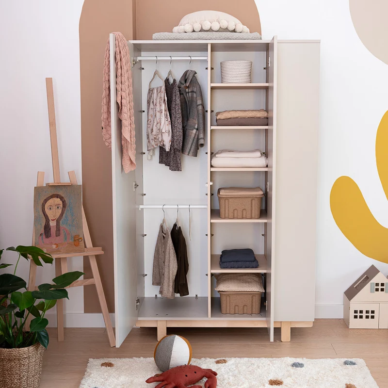 Commode 3 tiroirs et armoire 2 portes Wood Luck Romy - Cachemire