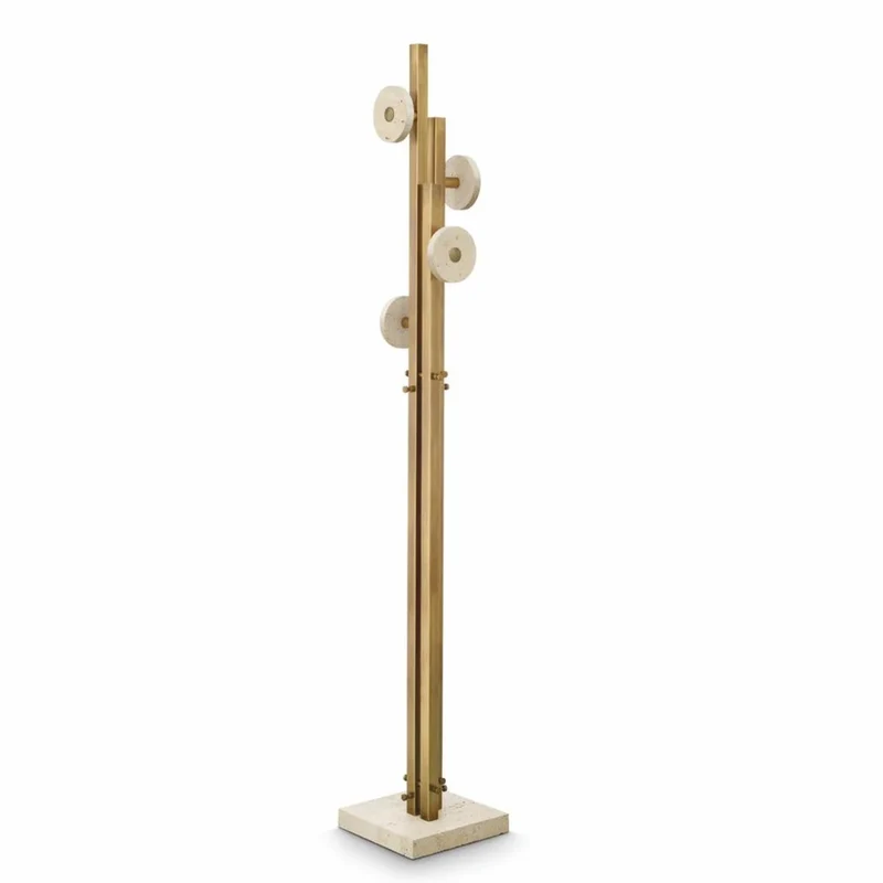 Casa Padrino Luxus Garderobenständer Vintage Messing / Beige H. 175,5 cm - Luxus Möbel
