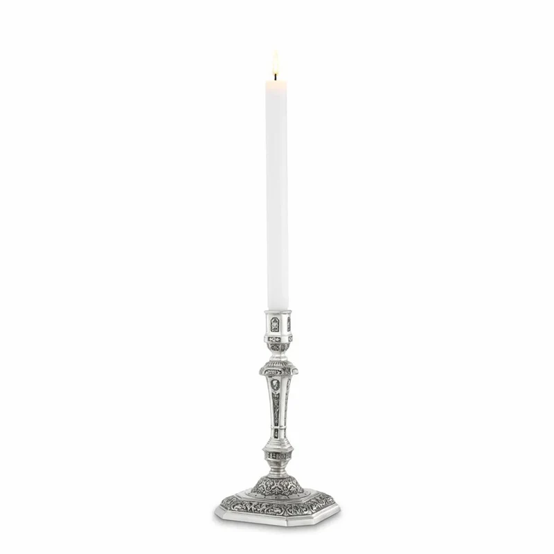 Casa Padrino Luxus Barock Kerzenständer im französischen Stil Antik Silber H. 24,5 cm