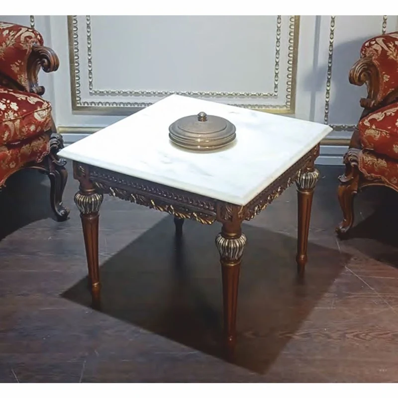Casa Padrino Luxus Barock Beistelltisch mit Marmorplatte Braun / Gold / Weiß - Made in Italy