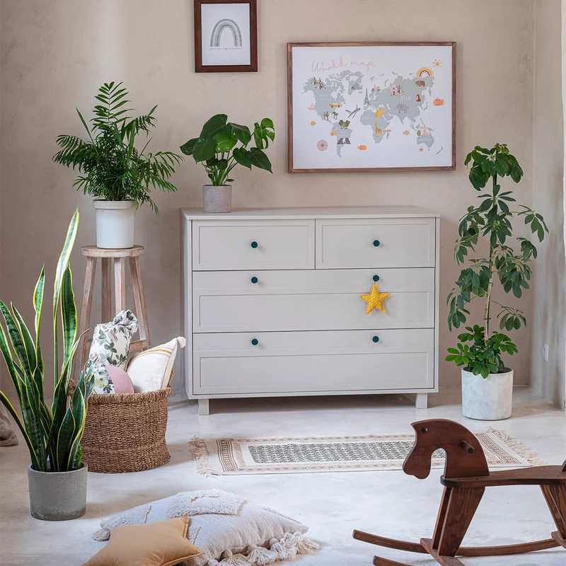 Commode 4 tiroirs et armoire 2 portes Wood Luck Gabriel - Cachemire