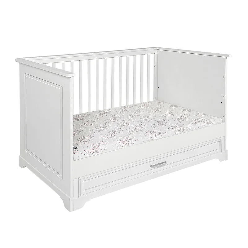 Lit évolutif 70x140 et commode 3 tiroirs Novelies Melody Blanc