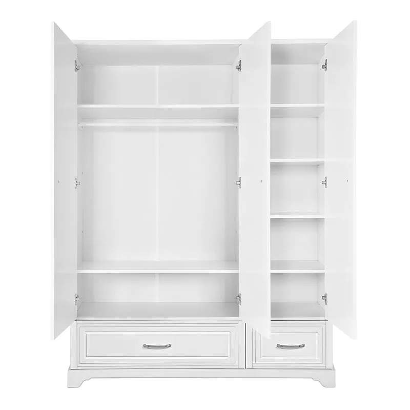 Armoire 3 portes 2 tiroirs Novelies Melody Blanc