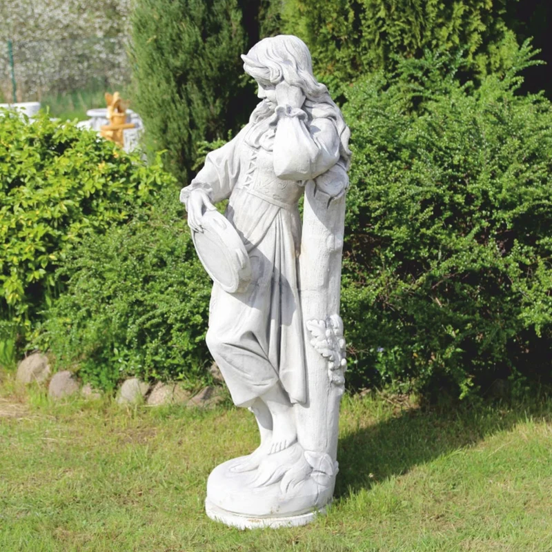 Casa Padrino Jugendstil Garten Deko Stein Skulptur Frau Grau H. 185 cm