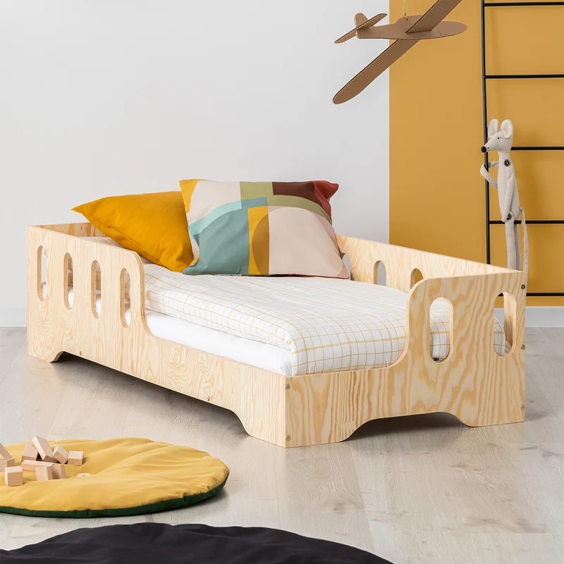 Lit 90x200 entrée droite sommier inclus Estelle Bois