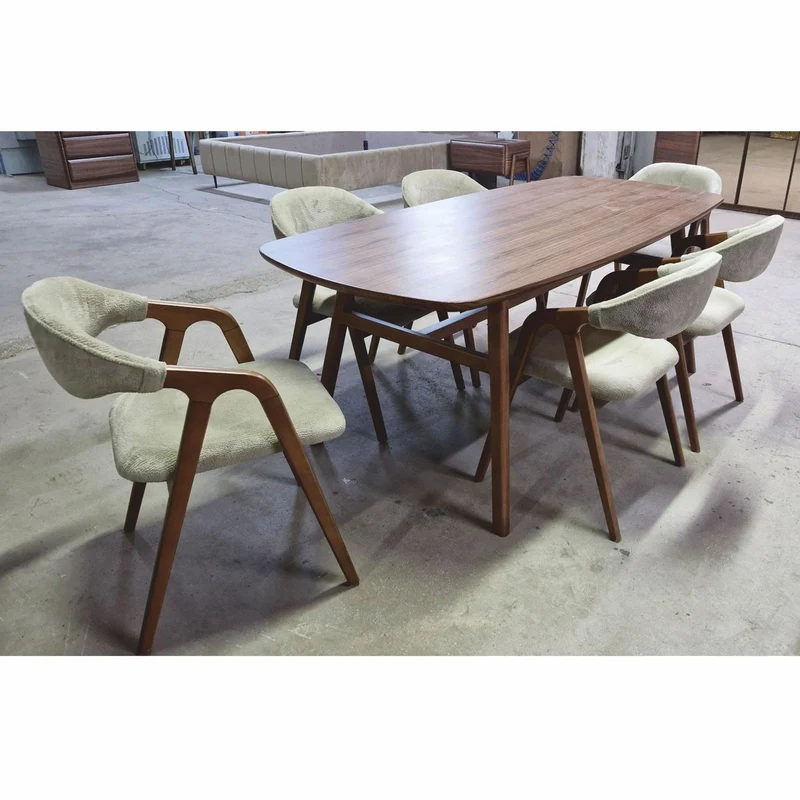 Casa Padrino Luxus Esszimmer Set Braun / Grau - 1 Esstisch und 6 Esszimmer Stühle mit Armlehnen
