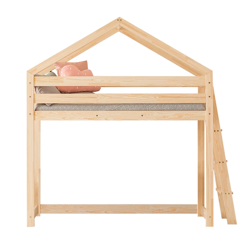 Lit cabane mi-hauteur 90x190 sommier inclus Alix Bois