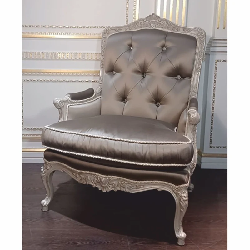 Casa Padrino Luxus Barock Wohnzimmer Sessel mit Glitzersteinen Grau - Made in Italy