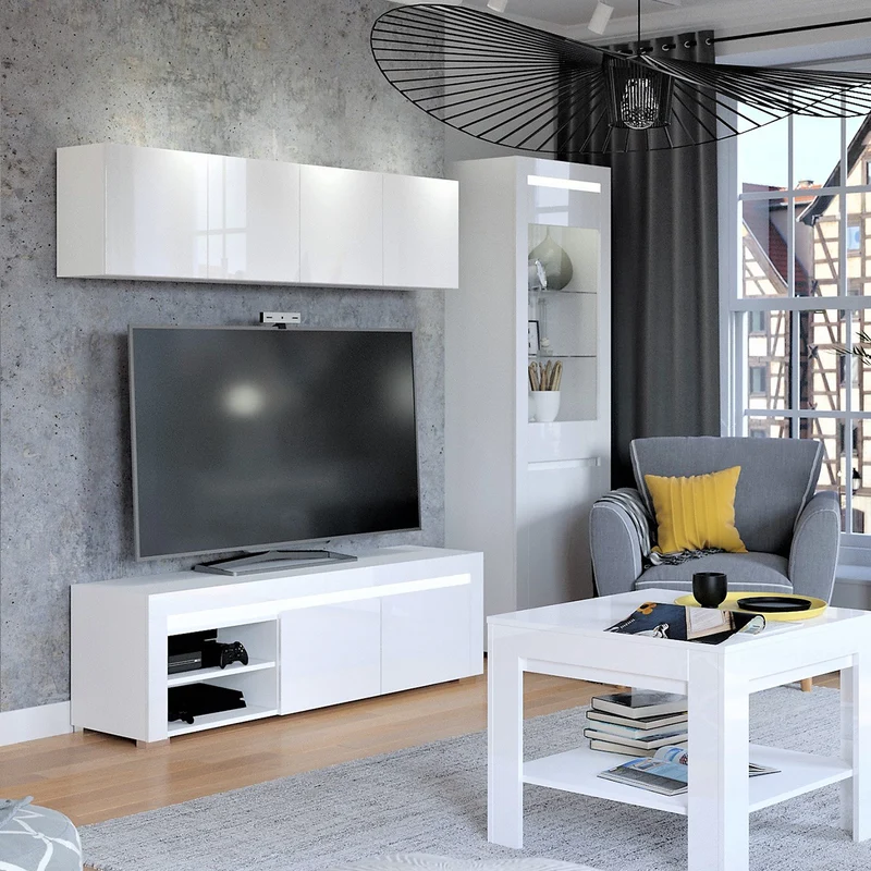 Vitrine 2 portes LED inclus Kasla Blanc