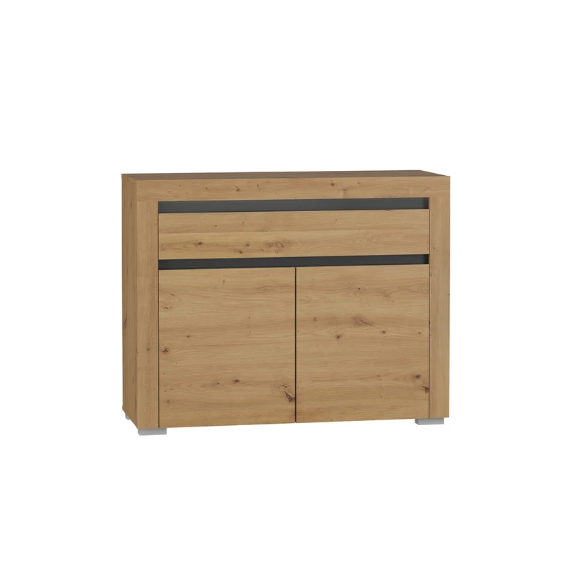 Buffet 2 portes 1 tiroir LED inclus Kasla Bois et Anthracite