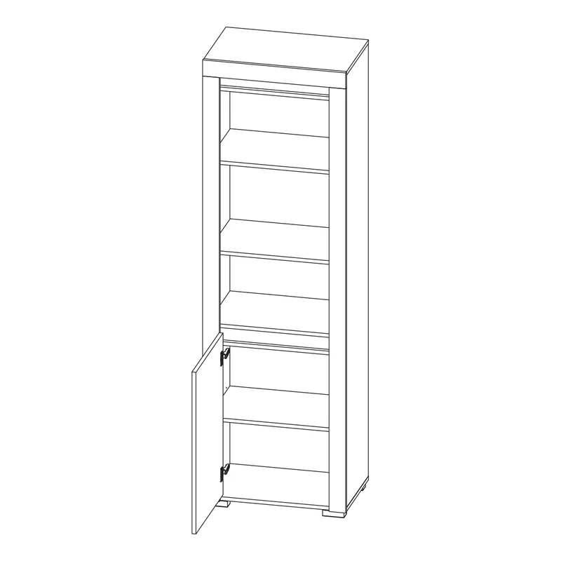 Bibliothèque 1 porte LED inclus Kasla Bois et Anthracite
