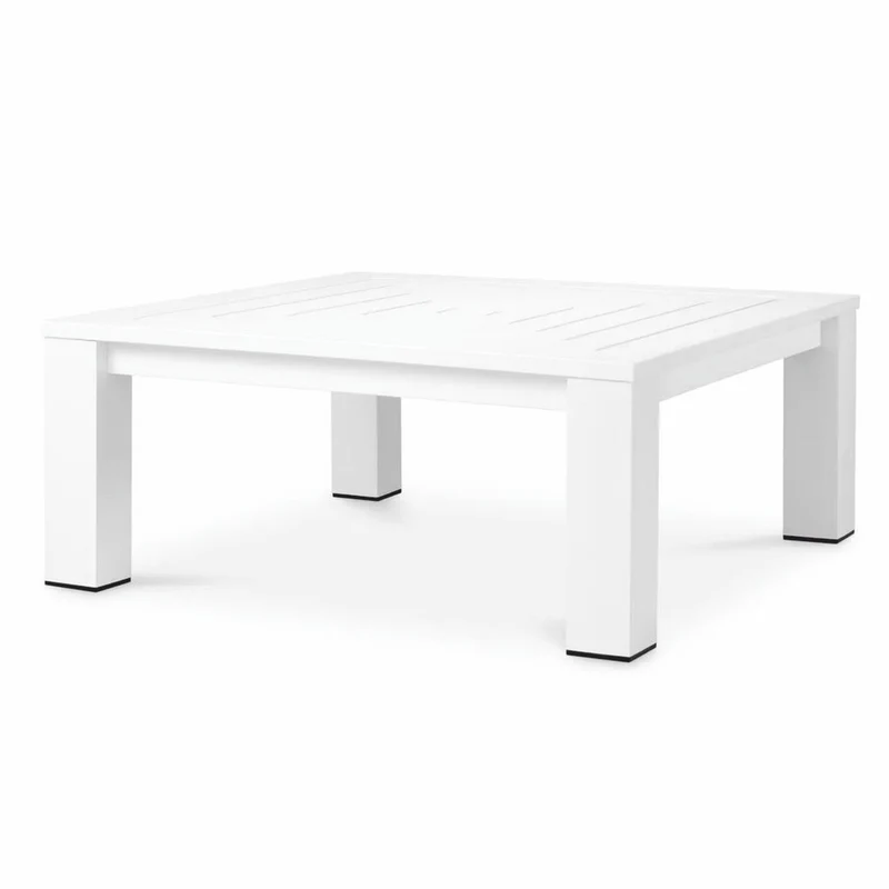 Casa Padrino Luxus Couchtisch Matt Weiß / Schwarz 101,5 cm - Outdoor Garten Möbel