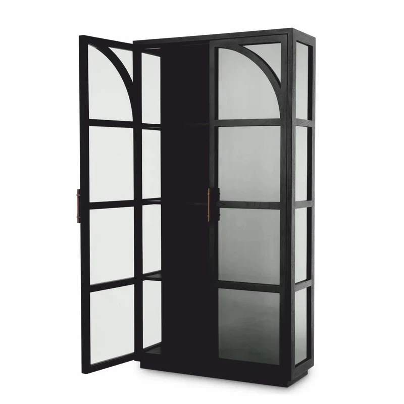 Casa Padrino Luxus Vitrine Schwarz / Bronze 118 x 44,5 x H. 210 cm - Luxus Interior