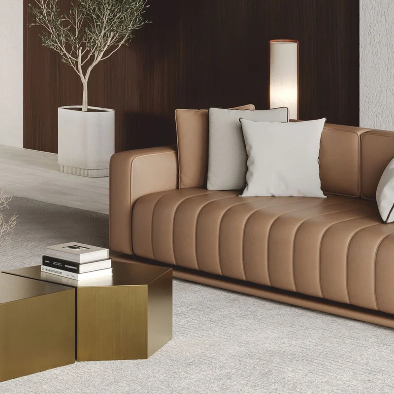 Casa Padrino Luxus Kunstleder Sofa Braun 265 cm - Hotel & Wohnzimmer Möbel