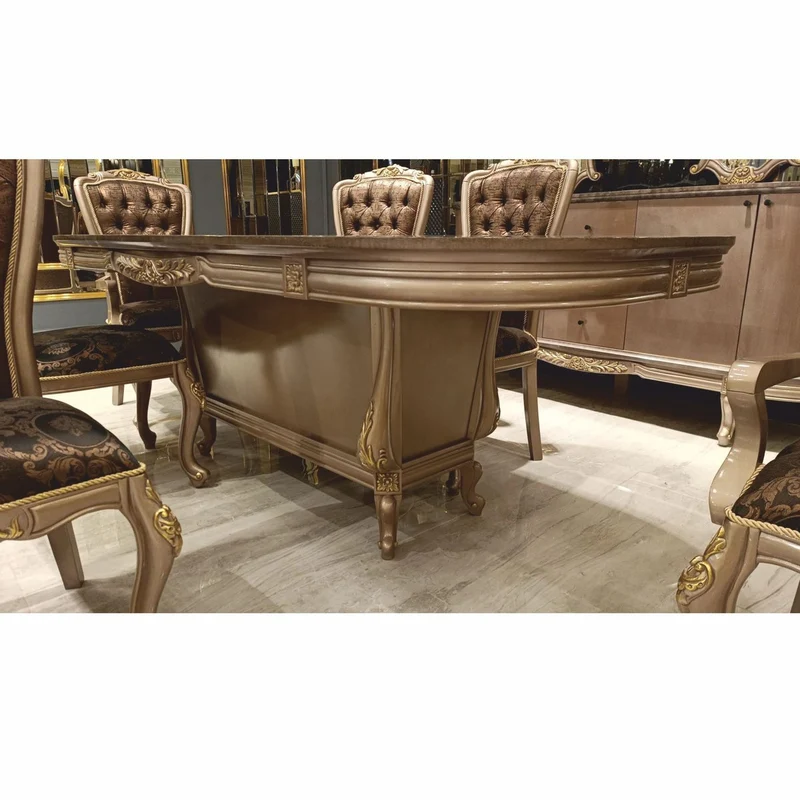 Casa Padrino Luxus Barock Esszimmer Set Grau / Schwarz / Gold - 1 Esstisch & 6 Stühle