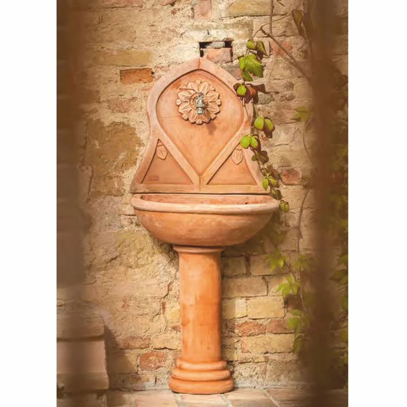 Casa Padrino Jugendstil Terrakotta Wandbrunnen Beige H. 145 cm - Made in Italy