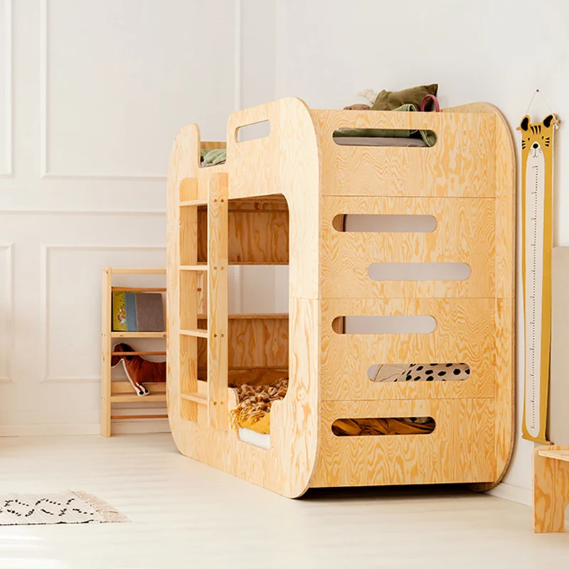 Lit superposé 90x190 échelle à gauche sommier inclus Nadège Bois
