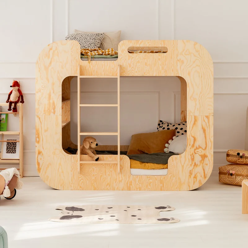 Lit superposé 90x200 échelle à gauche sommier inclus Nadège Bois
